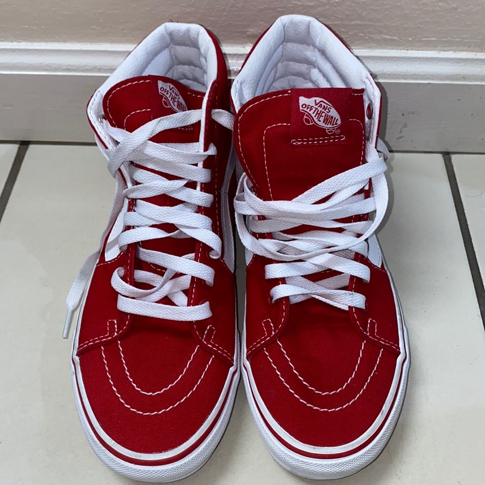 Red High Top Vans (Women Size 8/ Men Size 6.5)